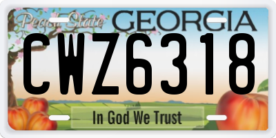 GA license plate CWZ6318