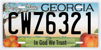 GA license plate CWZ6321