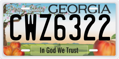 GA license plate CWZ6322