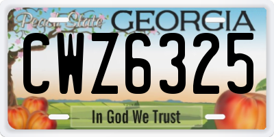 GA license plate CWZ6325