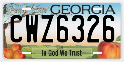 GA license plate CWZ6326