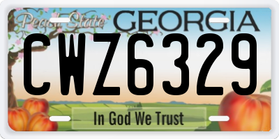 GA license plate CWZ6329