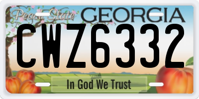 GA license plate CWZ6332