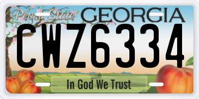 GA license plate CWZ6334