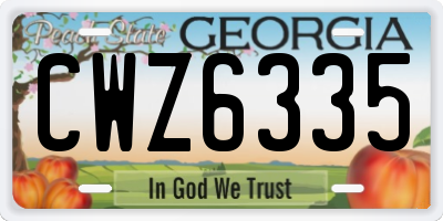 GA license plate CWZ6335