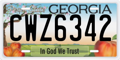GA license plate CWZ6342