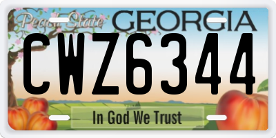 GA license plate CWZ6344
