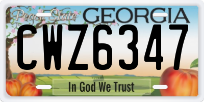 GA license plate CWZ6347