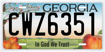 GA license plate CWZ6351
