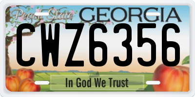 GA license plate CWZ6356
