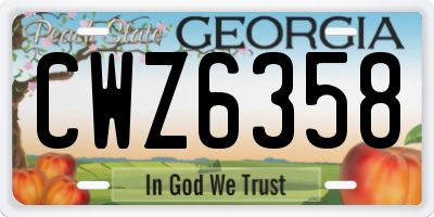 GA license plate CWZ6358
