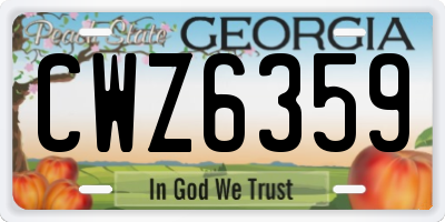 GA license plate CWZ6359