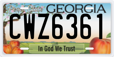 GA license plate CWZ6361