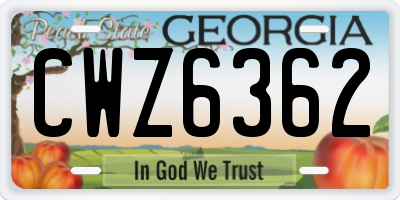 GA license plate CWZ6362