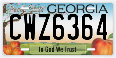 GA license plate CWZ6364
