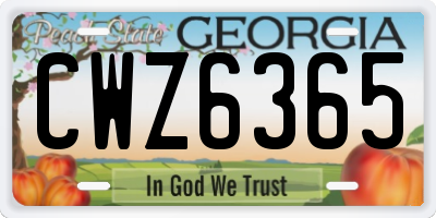 GA license plate CWZ6365