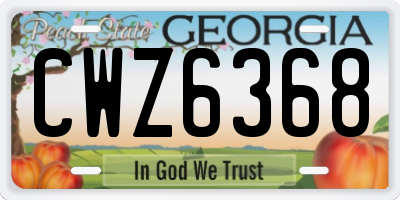GA license plate CWZ6368