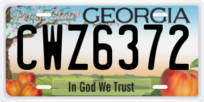 GA license plate CWZ6372