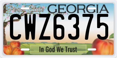 GA license plate CWZ6375