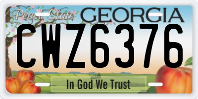 GA license plate CWZ6376