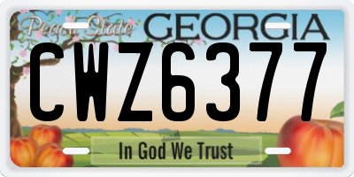 GA license plate CWZ6377