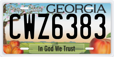 GA license plate CWZ6383