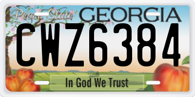 GA license plate CWZ6384
