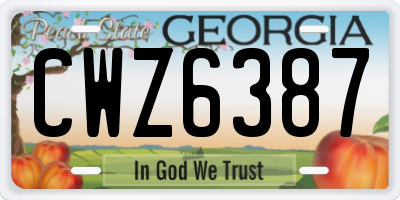 GA license plate CWZ6387