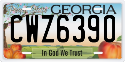 GA license plate CWZ6390