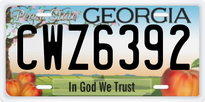GA license plate CWZ6392