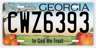 GA license plate CWZ6393