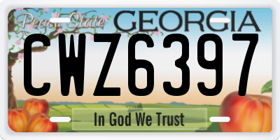 GA license plate CWZ6397