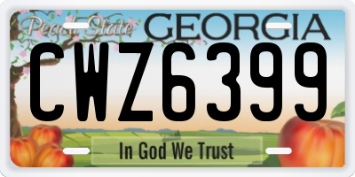 GA license plate CWZ6399