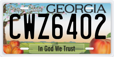 GA license plate CWZ6402