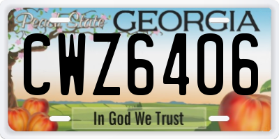 GA license plate CWZ6406