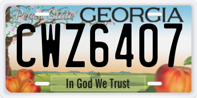 GA license plate CWZ6407