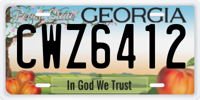 GA license plate CWZ6412