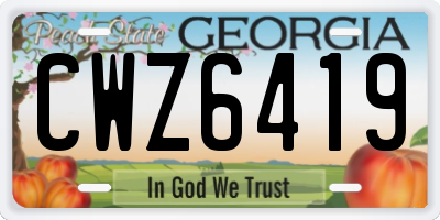 GA license plate CWZ6419