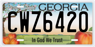 GA license plate CWZ6420