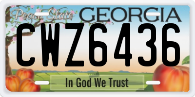 GA license plate CWZ6436