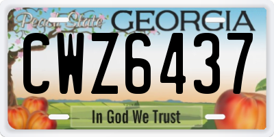 GA license plate CWZ6437