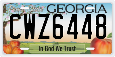 GA license plate CWZ6448