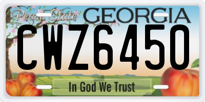 GA license plate CWZ6450