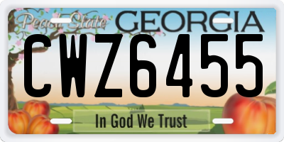 GA license plate CWZ6455