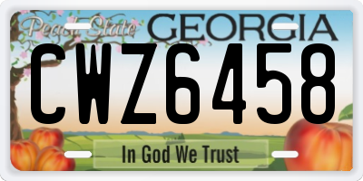 GA license plate CWZ6458