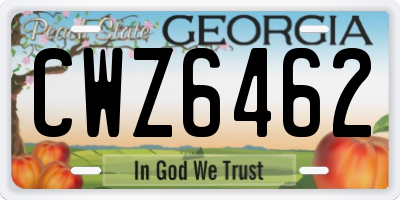 GA license plate CWZ6462