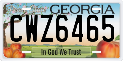 GA license plate CWZ6465