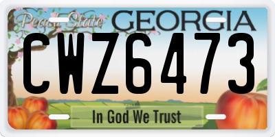 GA license plate CWZ6473