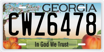 GA license plate CWZ6478
