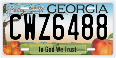 GA license plate CWZ6488